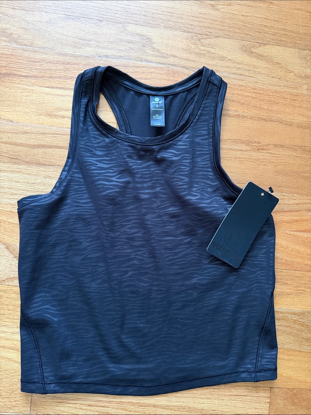 90 Degree By Reflex Black Racerback Tank with Subtle Zebra Pattern